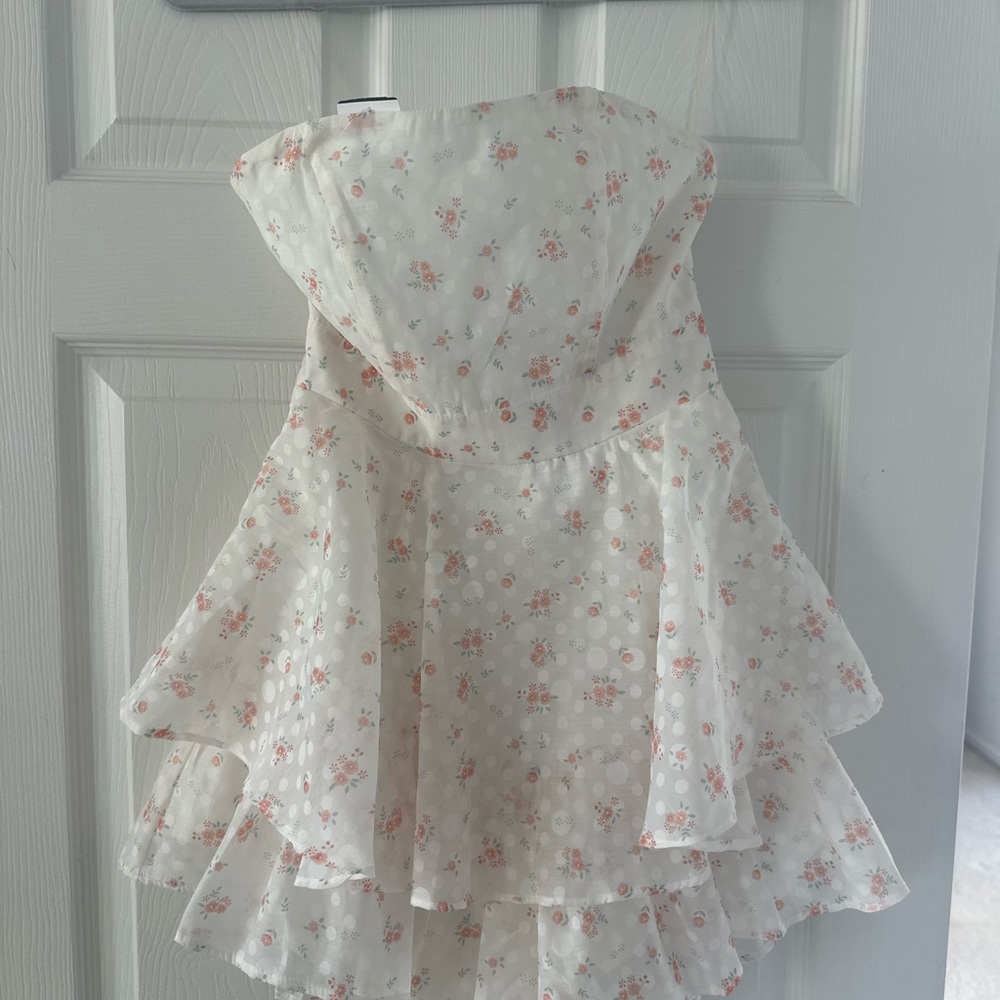 Windsor Floral Mini Dress in White and Pink